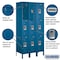 Salsbury Industries Wardrobe Locker, 36" W, 18" D, 78" H, (3) Wide, (9) Openings, Blue 63368BL-U - alternate 2